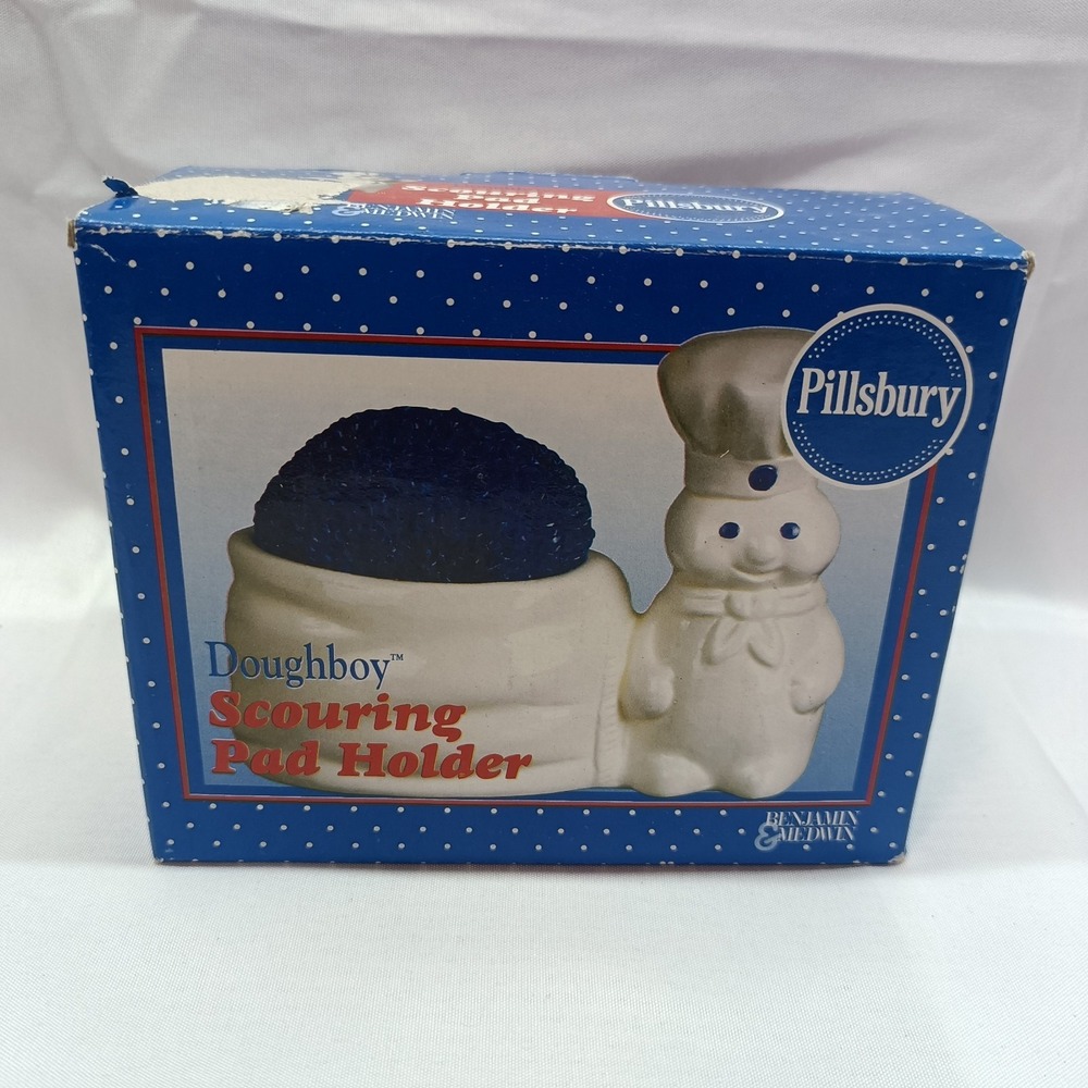 Vtg Pillsbury Doughboy 2002 Scouring Pad Holder Benjamin & Medwin NOS NIB Sealed